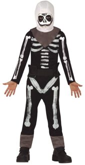 Zwart/wit skelet verkleedpak/kostuum voor kinderen - Halloween outfits voor jongens/meisjes 7-9 jaar (122-134)