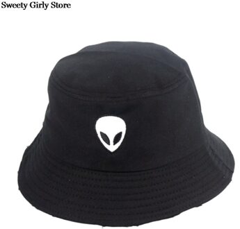 Zwart Wit Solid Alien Emmer Hoed Unisex Caps Hip Hop Gorros Mannen Vrouwen Zomer Panama Cap Strand Zon Vissen hoeden Katoen