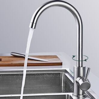 Zwart/Zilver Keukenkraan Pull Out Kitchen Sink Kraan Enkele Handgreep Kraan 360 Graden Draaibare Sink Mixer Keuken Tap