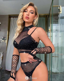 Zwarte 3-delige set van Netstof,ReadyForDate - Maat: S/L