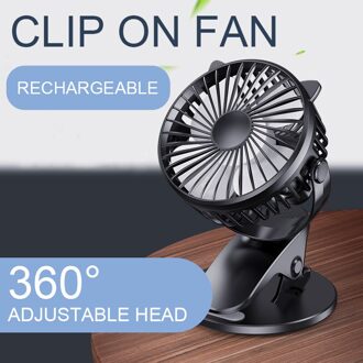 Zwarte 360 Graden Roterende Mini Cooling Fan Draagbare Usb Desktop Fan Clip-On Stand Koelventilator Voor Kantoor Auto thuis Tool