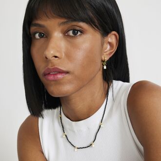 Zwarte Agaat oorbellen afgewerkt in 18K geel goud - Ordzun