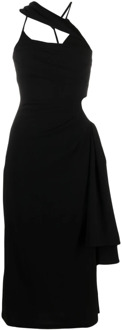 Zwarte asymmetrische jurk met gedrapeerd detail Jacquemus , Black , Dames - M,Xs