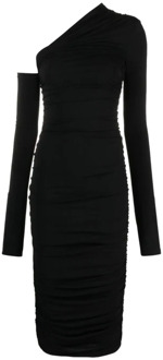 Zwarte asymmetrische midi jurk Andamane , Black , Dames - Xs,2Xs