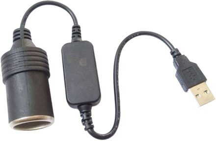 Zwarte Auto Sigarettenaansteker Usb 5V Naar 12V Converter Adapter Bedrade Controller Plug Connector Adapter Interieur Accessoires