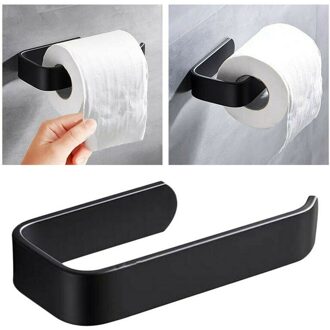 Zwarte Badkamer Handdoek Toiletpapier Rolhouder Rack Zelfklevende Muur Gemonteerd