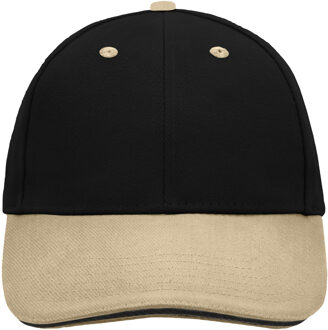 Zwarte baseball cap met beige klep