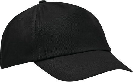 Zwarte baseballcap 5-panel voor volwassenen met klittenbandsluiting