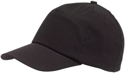 Zwarte baseballcap 5-panel voor volwassenen met klittenbandsluiting