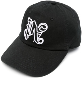 Zwarte Baseballpet met Logo Borduurwerk Palm Angels , Black , Heren - ONE Size