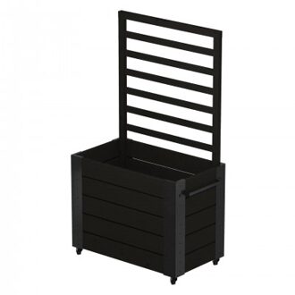 Zwarte Bloembak Met Klimrek Cubic Verrijdbaar Black