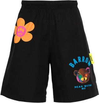 Zwarte Bloemen Bermuda Shorts Barrow , Black , Heren - Xl,L,M,S,Xs