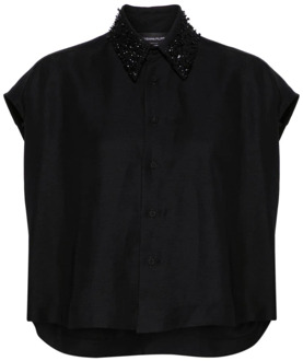 Zwarte blouse met applicatiedetails Fabiana Filippi , Black , Dames - L,M