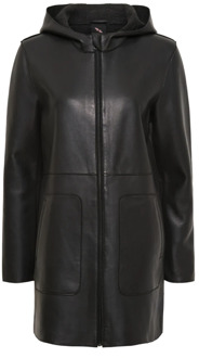 Zwarte Bonded Coat met Capuchon en Skind 100147 Btfcph , Black , Dames - 2Xl,Xl,L,M,Xs,3Xl
