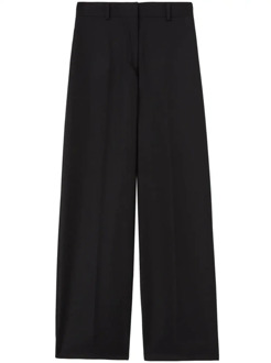 Zwarte broek met hoge taille en grosgrain lint Palm Angels , Black , Dames - 2XS