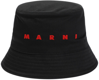Zwarte Bucket Hat Marni , Black , Heren
