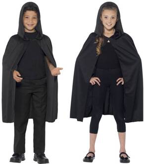 Zwarte cape met capuchon voor kinderen Halloween  - Verkleedattribuut - One size