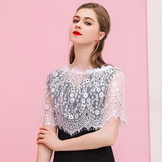 Zwarte Cape Voor Prom Avondjurk Geappliceerd Kant Bolero Vrouwen Bolero Bruids Bolero Cape Korte Sjaals En Wraps Capa De novia wit