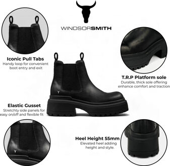 Zwarte Chunky Leren Chelsea Boots - Dopamine - EU 39/ UK 6