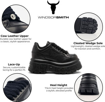 Zwarte Chunky Leren Sneakers - Swerve - maat EU 42 / UK 8