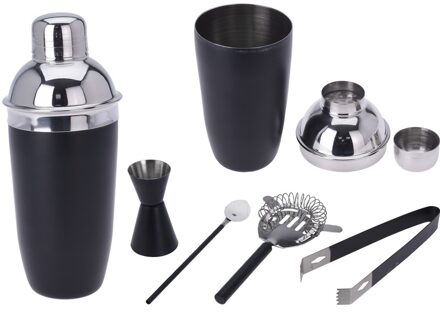 Zwarte cocktailshaker set 5-delig cadeauverpakking