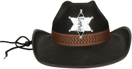 Zwarte cowboyhoed met sheriff badge voor volwassenen