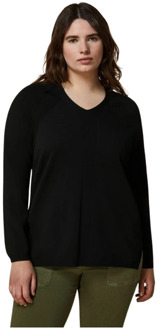 Zwarte Crew Neck Sweater Marina Rinaldi , Black , Dames - L,M,S
