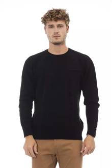 Zwarte Crewneck Sweater met Voorzak Alpha Studio , Black , Heren - 2Xl,Xl,L,M,S