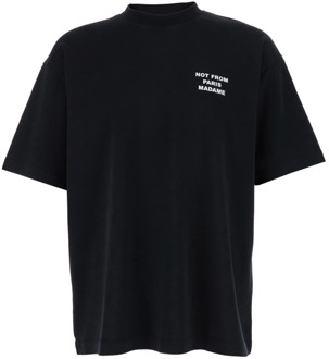 Zwarte Crewneck T-shirt met Contrasterende Print Drole de Monsieur , Black , Heren - Xl,L,M,S