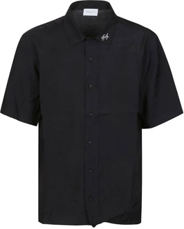 Zwarte Cupro korte mouw shirt Family First , Black , Heren - L,S