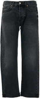 Zwarte Denim Jeans, Mid-Rise Taille, Boyfriend Fit Roy Roger's , Black , Dames - W26,W29,W30,W28