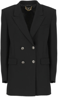 Zwarte Double-Breasted Blazer voor Vrouwen Elisabetta Franchi , Black , Dames - L,M,S,Xs