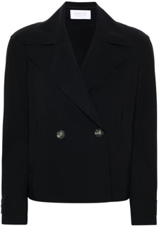 Zwarte dubbelrij jas met klassieke revers Harris Wharf London , Black , Dames - S