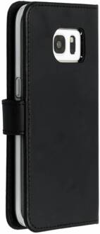 Zwarte Echt Lederen Booktype Hoes Voor De Samsung Galaxy S7