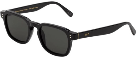 Zwarte elegante unisex zonnebril Retrosuperfuture , Black , Heren - 49 MM