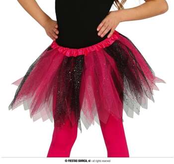 Zwarte en roze glitter tutu voor meisjes - Verkleedattribuut