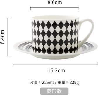Zwarte En Witte Geotry Koffie Set Kop En Schotel 220Ml Nordic Moderne Stijl 03