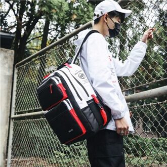 Zwarte En Witte Stiksels Hoge Schooltassen Voor Tiener Jongens Meisjes Rugzak Laptoptas 15.6 Kids Schooltas Rugzak zwart wit