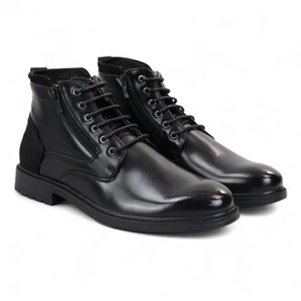 Zwarte enkellaarsjes met vetersluiting voor heren - maat