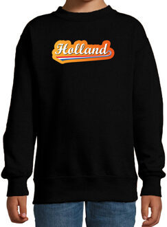 Zwarte fan sweater / trui Holland met Nederlandse wimpel EK/ WK voor kinderen 9-11 jaar (134/146) - Feesttruien Oranje
