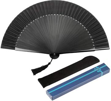 Zwarte Fans Vouwen Hand Held Doek Bamboe Fan Chinese Schilderen Ventilator Voor Dansen Wedding Party Home Decor Craft Voor mannen Vrouwen