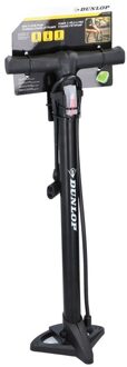 Zwarte fietspomp staand met extra ventielen 63 cm - Fiets/autobanden oppompen - Fiets accessoires pomp