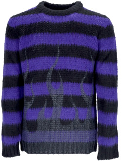 Zwarte Flames Jumper - Streetwear Collectie Vision OF Super , Purple , Heren - Xl,L,M,S