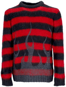 Zwarte Flames Jumper - Streetwear Collectie Vision OF Super , Red , Heren - Xl,L