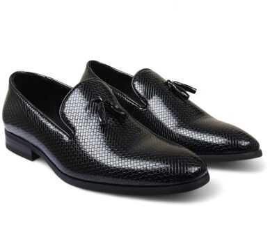 Zwarte formele loafers met kwastjes voor heren, instappers van leer - EU 44