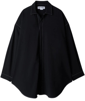 Zwarte Fresco Lana Overhemd tot op de knie Sunnei , Black , Heren - M,S