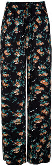 Zwarte gebloemde broek met wijde pijpen
