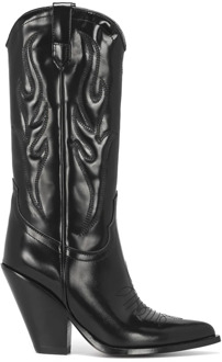 Zwarte geborstelde kalfsleren cowboy laarzen met toon-op-toon borduurwerk Sonora , Black , Dames - 38 Eu,37 Eu,41 Eu,40 Eu,36 Eu,39 EU