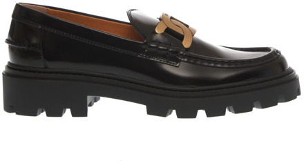 Zwarte Geborstelde Ketting Loafer Tod's , Black , Dames - 38 1/2 Eu,39 1/2 Eu,38 Eu,39 EU