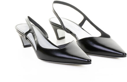 Zwarte Geborstelde Leren Slingback Pump - EU 40
